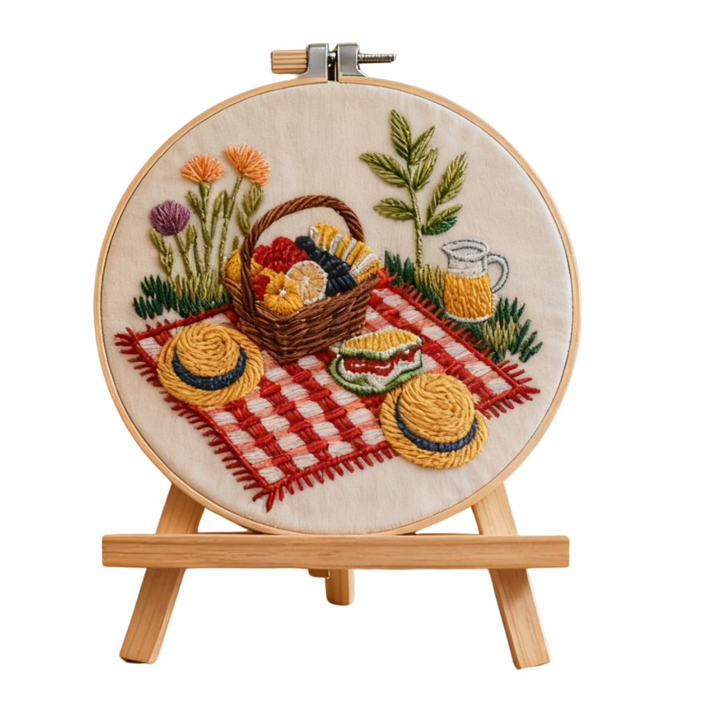 Picnic Meadow – Borduurset met picknickkleed en zomerse kleuren