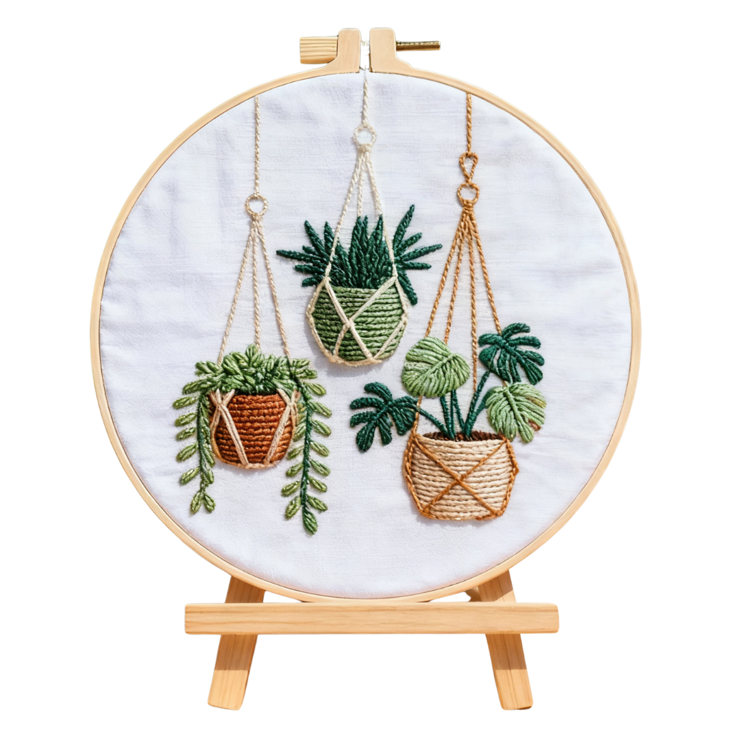Hanging Greens – Embroidery kit with hanging plants in boho style