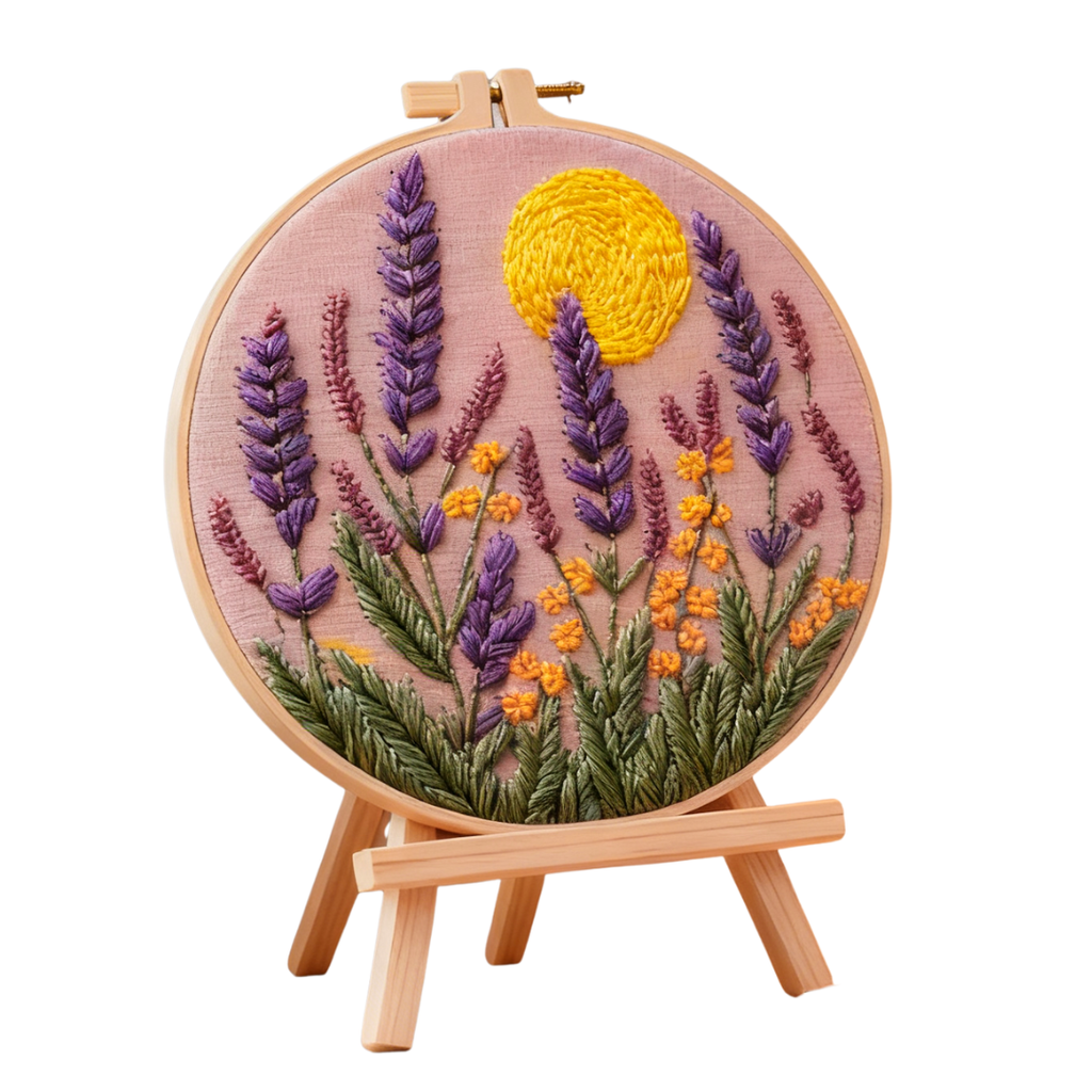 Lavender Sunset – Embroidery kit with lavender and golden evening sun
