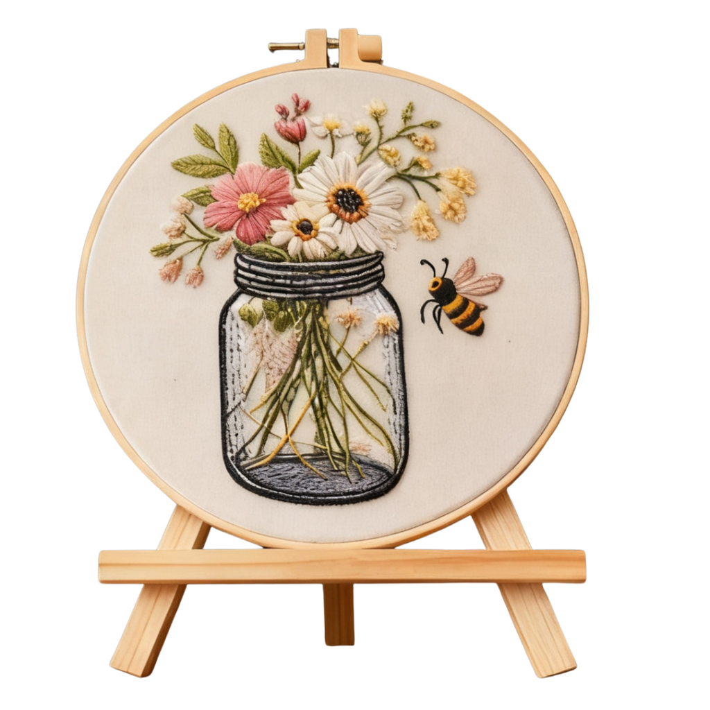 Honey Meadow – Borduurset met bloemen en bijtje