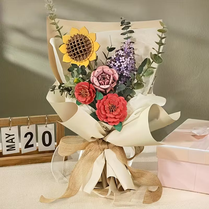 Art du bois - Bouquet de fleurs en bois
