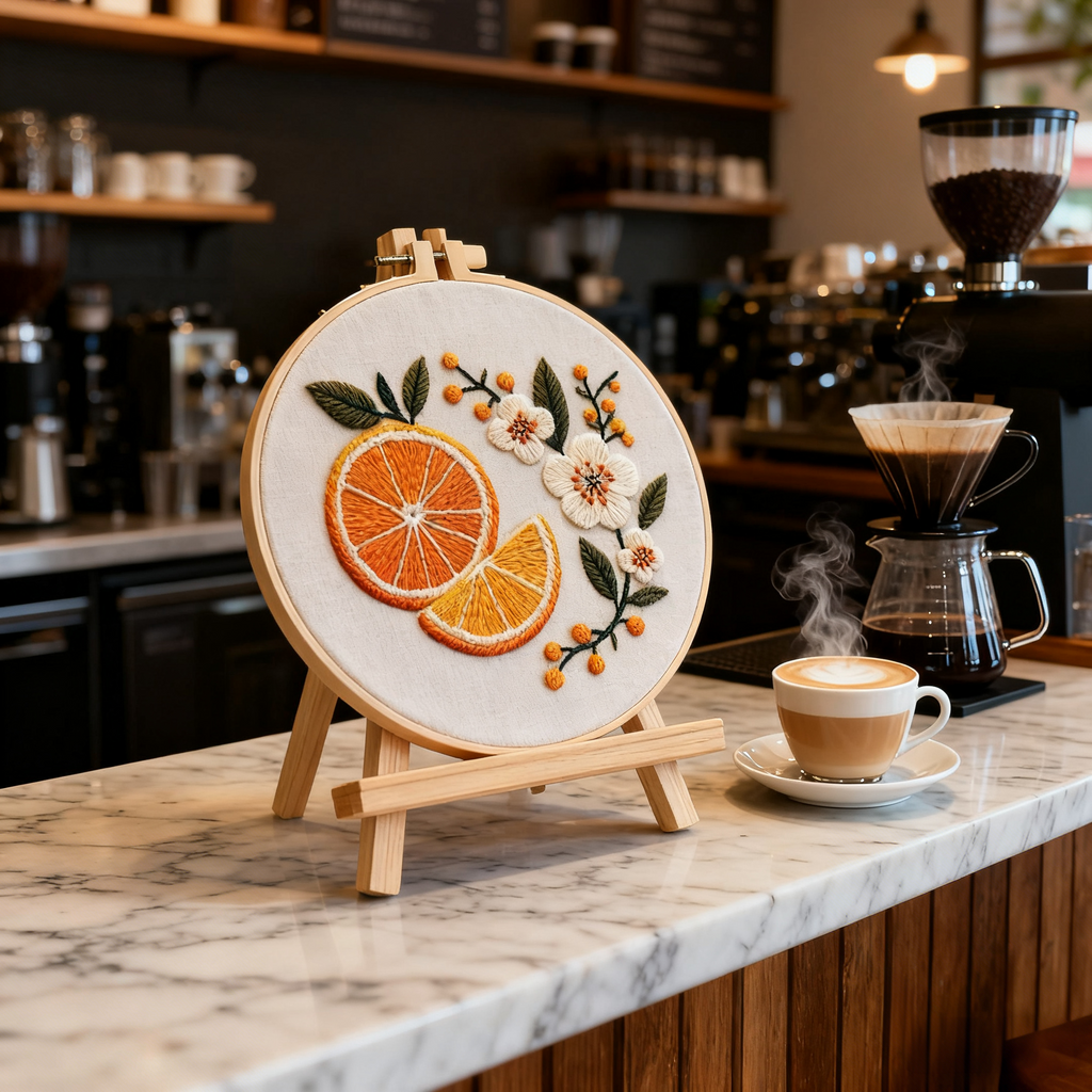 Citrus Bloom – Embroidery kit with orange and spring-like blossoms