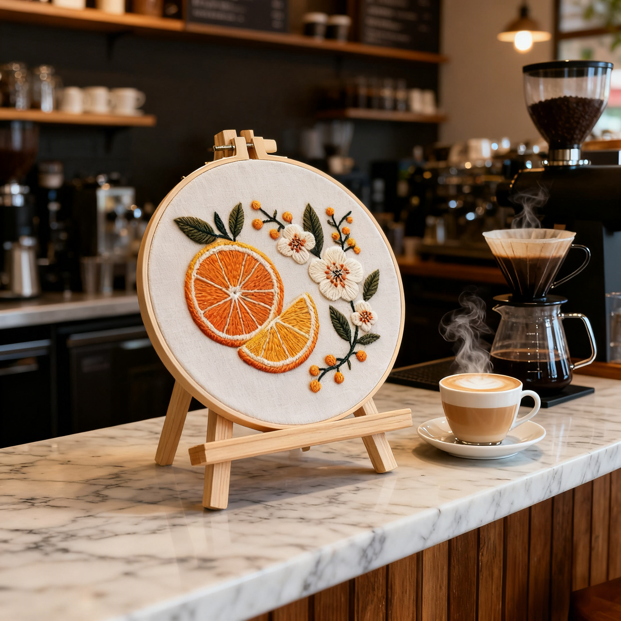 Citrus Bloom – Embroidery kit with orange and spring-like blossoms