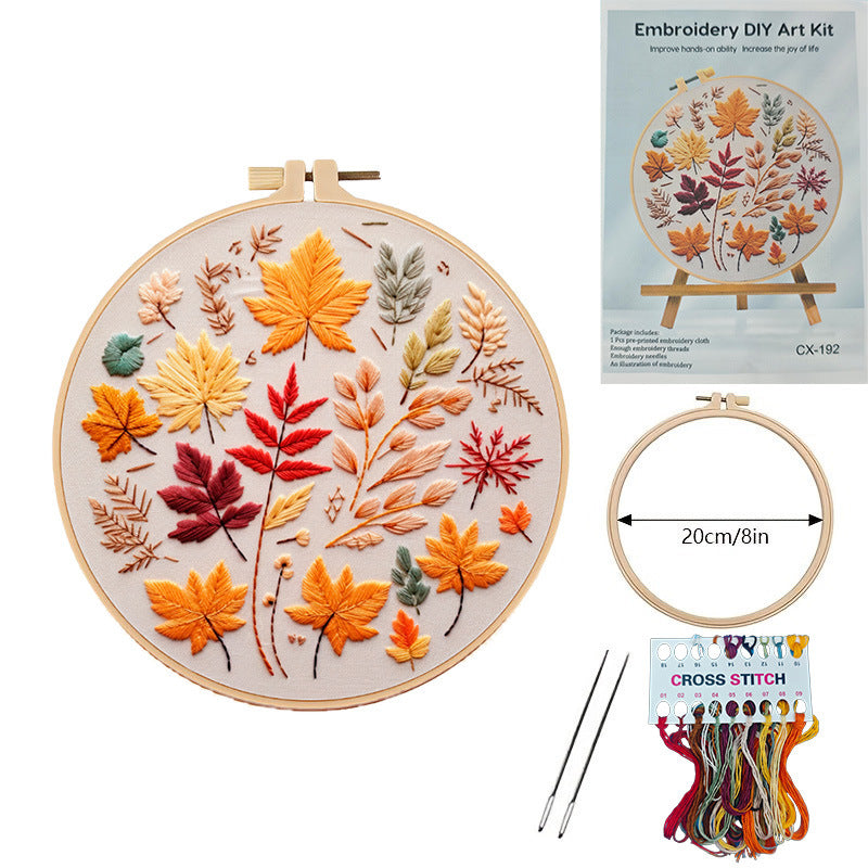 Maple Glow – Borduurset met herfstbladeren in warme tinten