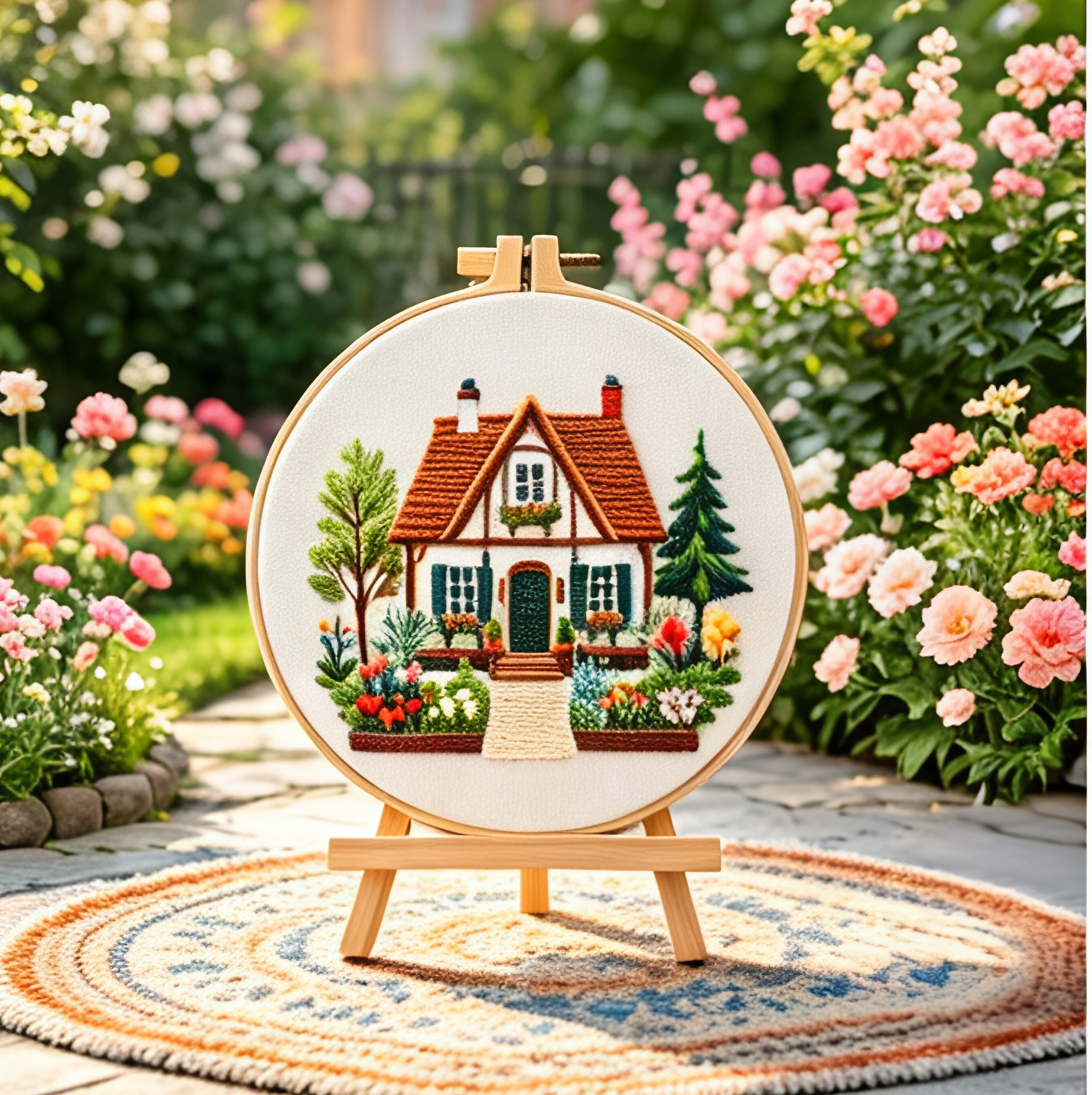 Cottage Welcome – Borduurset met charmant huis en bloementuin