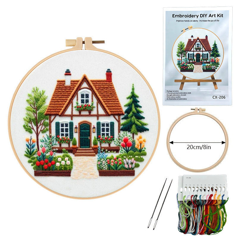Cottage Welcome – Borduurset met charmant huis en bloementuin