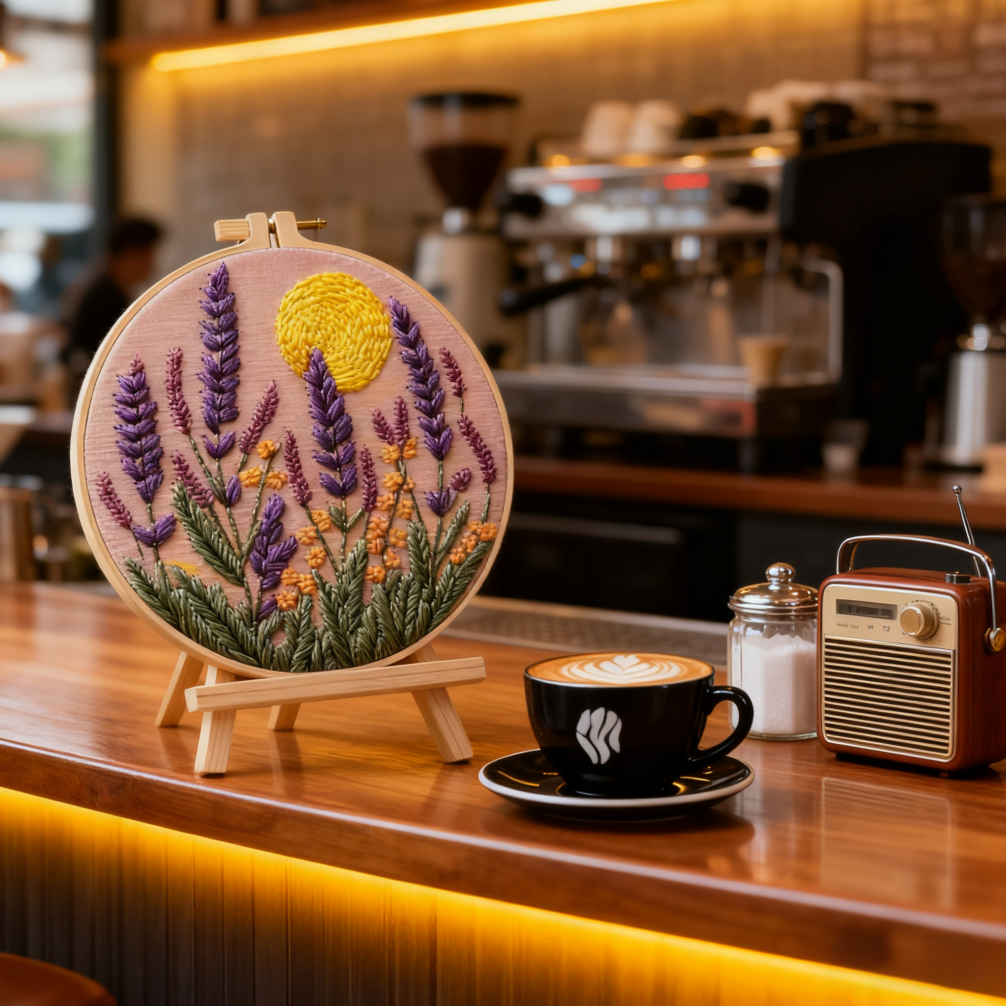 Lavender Sunset – Embroidery kit with lavender and golden evening sun