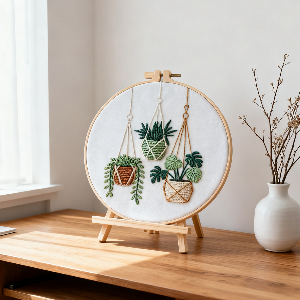 Hanging Greens – Embroidery kit with hanging plants in boho style