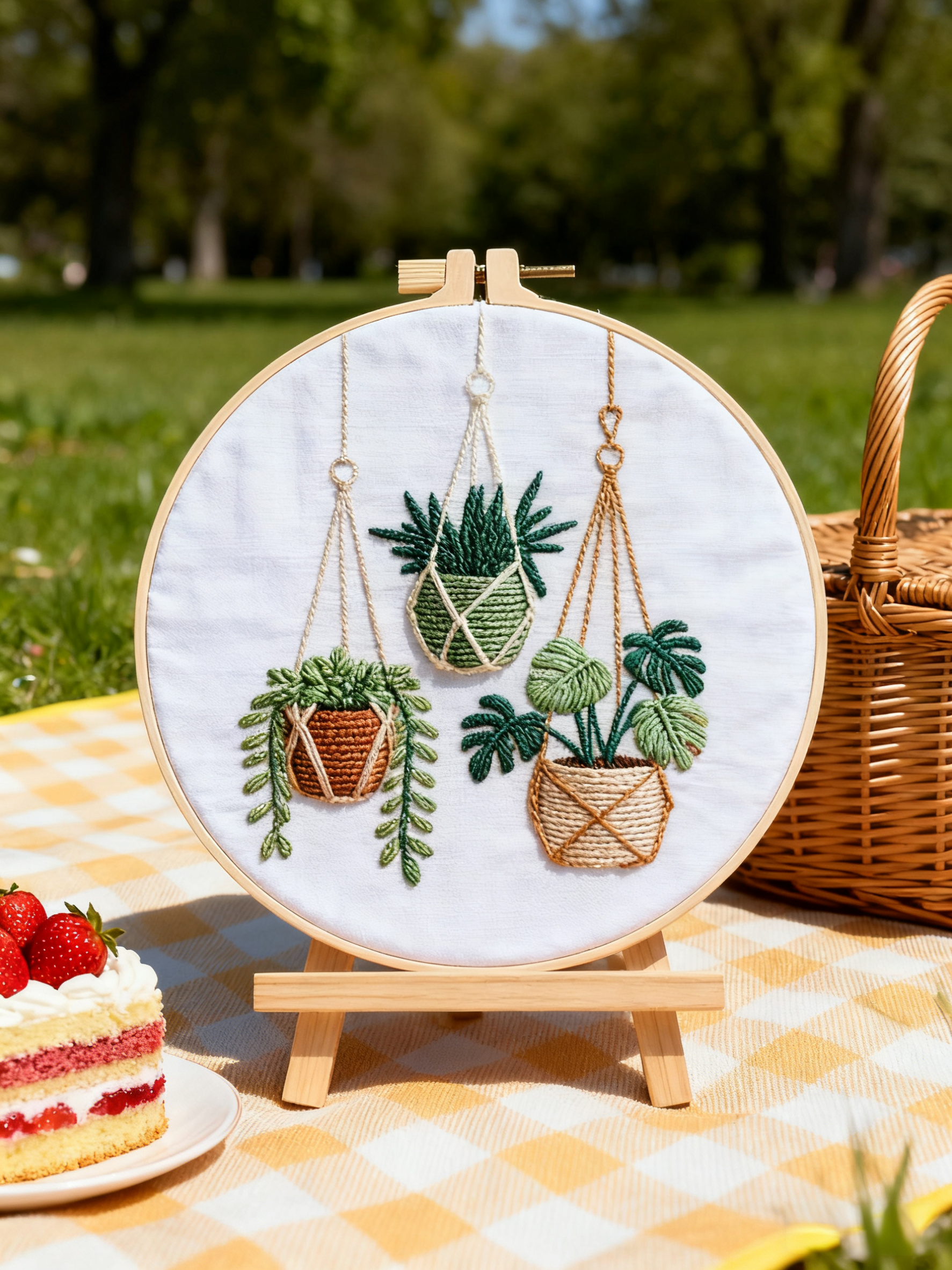 Hanging Greens – Embroidery kit with hanging plants in boho style