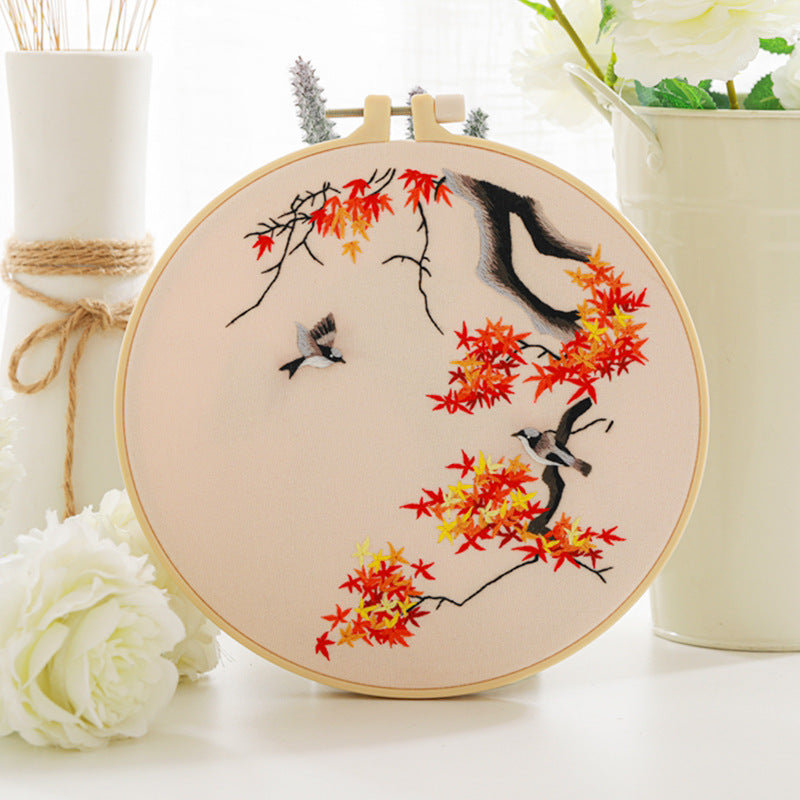 Whispering Branch – Borduurset met vogel en bloesemtakken