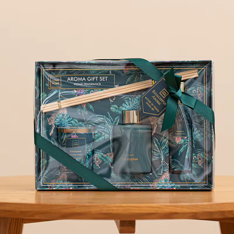 Luxe Geur Giftset met Geurkaars, Geurstokjes en Huisparfum – Sfeervol Eindejaarsgeschenk