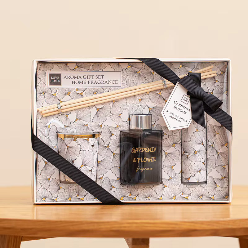 Luxe Geur Giftset met Geurkaars, Geurstokjes en Huisparfum – Sfeervol Eindejaarsgeschenk