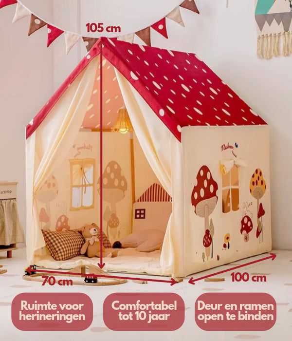 Speeltent Paddenstoelenhuisje – Rood met Witte Stippen