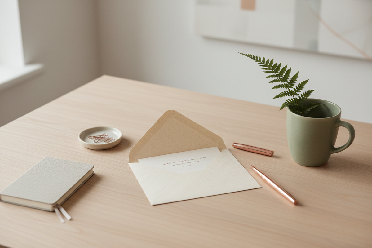contactpagina creatief zacht rustig envelop bureau pen