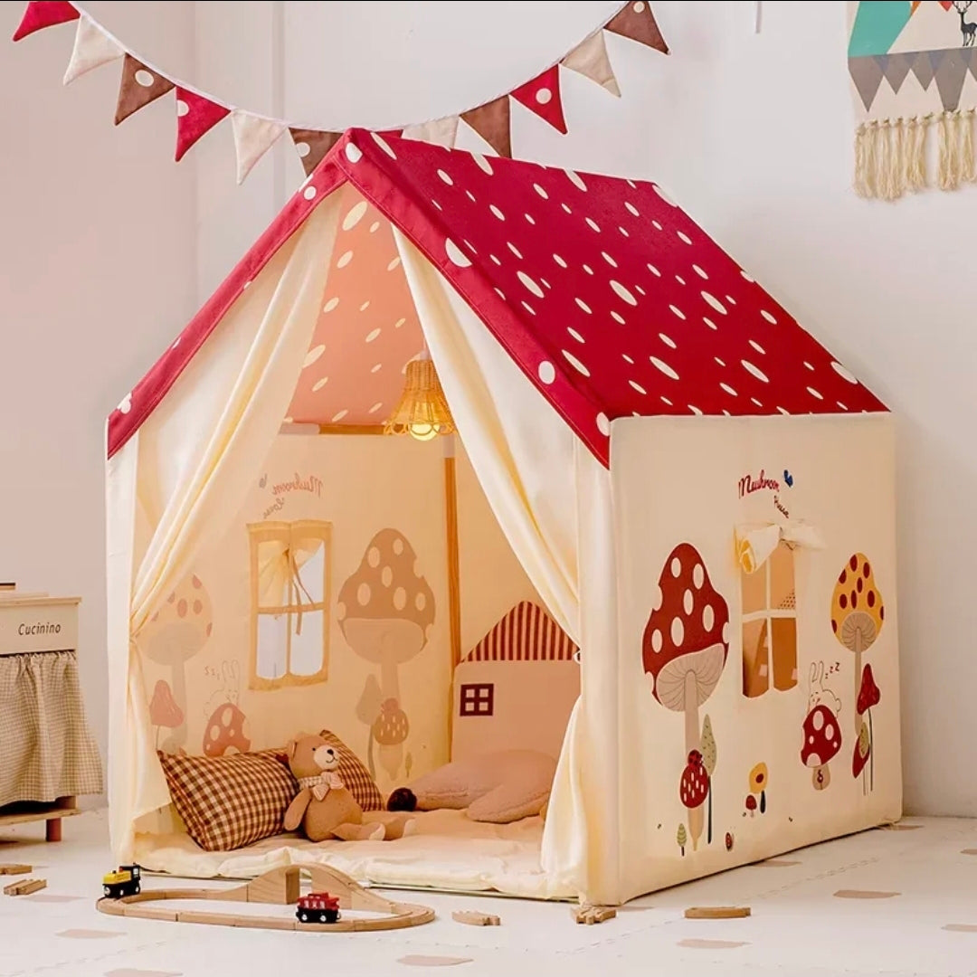 Speeltent Paddenstoelenhuisje – Rood met Witte Stippen