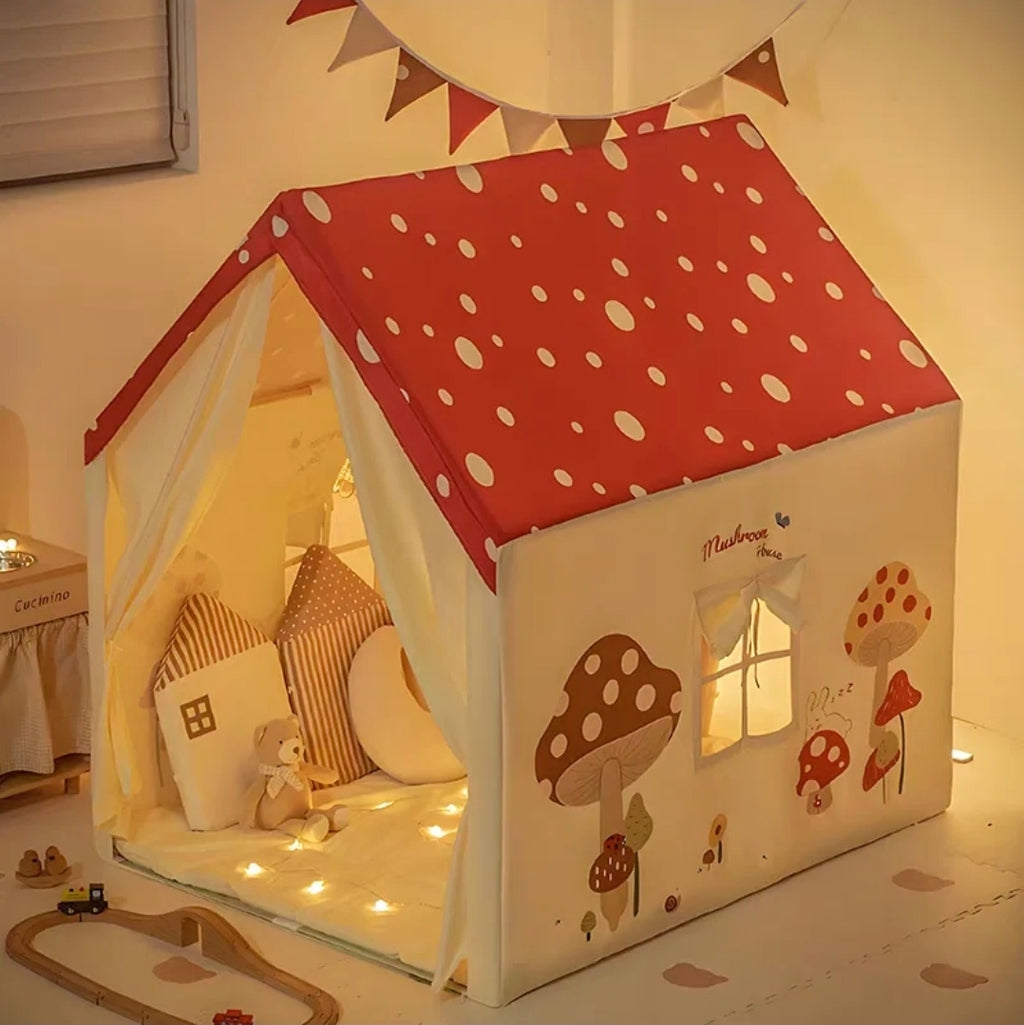 Speeltent Paddenstoelenhuisje – Rood met Witte Stippen